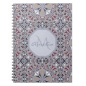 Burgundy en Gray Elegant Pattern gepersonaliseerd Notitieboek (Voorkant)