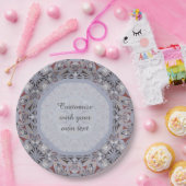 Burgundy en Gray Elegant Pattern Papieren Bordje (Feest)