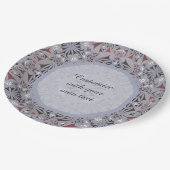 Burgundy en Gray Elegant Pattern Papieren Bordje (Gekanteld)