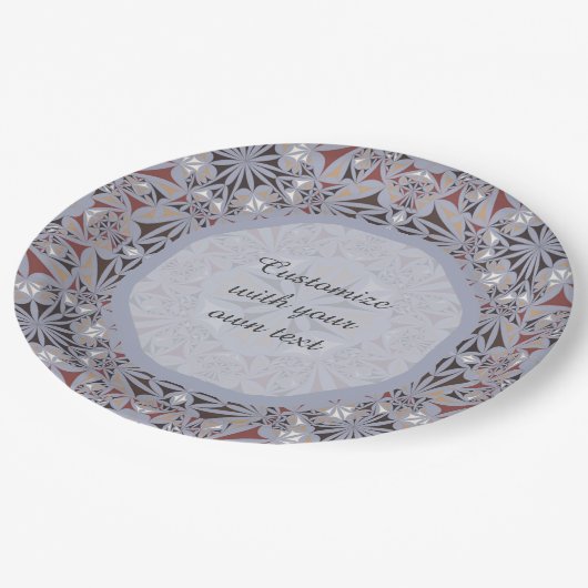 Burgundy en Gray Elegant Pattern Papieren Bordje (Gekanteld)