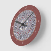 Burgundy en Gray Elegant Pattern Ronde Klok (Hoek)