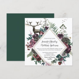 Burgundy en Gray Floral met Stag en Greenery  | Kaart