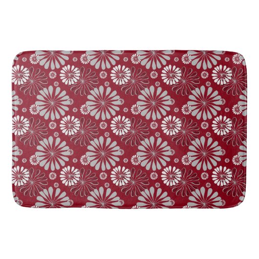 Burgundy en Gray Floral Pattern Badmat (Voorkant)