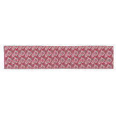 Burgundy en Gray Floral Pattern Korte Tafelloper (Horizontaal)