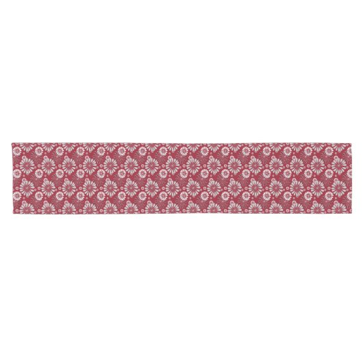 Burgundy en Gray Floral Pattern Korte Tafelloper (Horizontaal)