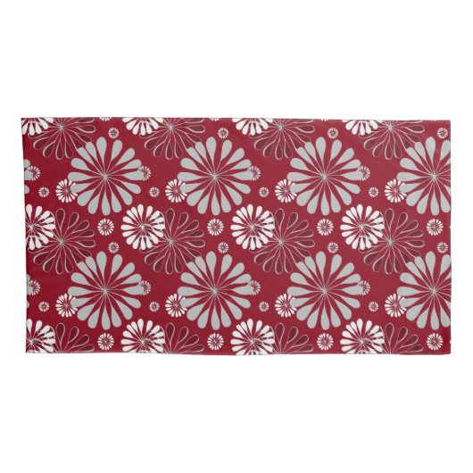 Burgundy en Gray Floral Pattern Kussensloop (Achterkant-Rechts)