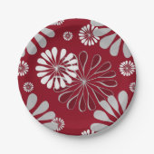 Burgundy en Gray Floral Pattern Papieren Bordje (Voorkant)