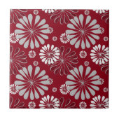 Burgundy en Gray Floral Pattern Tegeltje (Voorkant)