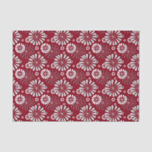 Burgundy en Gray Floral Pattern Tissuepapier