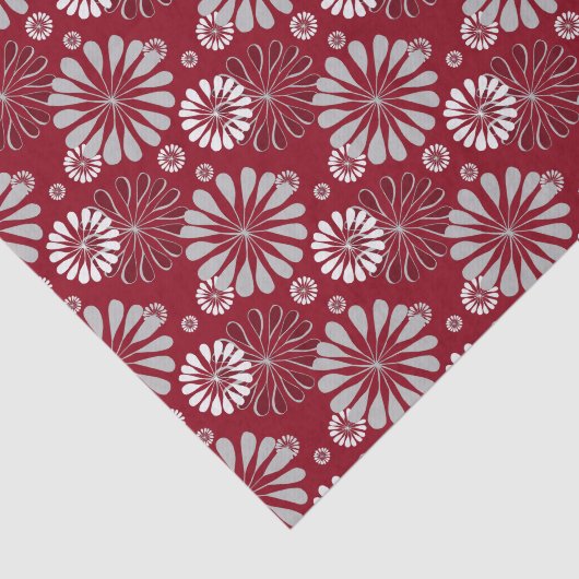 Burgundy en Gray Floral Pattern Tissuepapier (Detail)