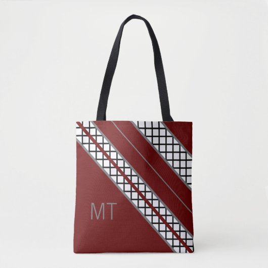 Burgundy en Gray Monogram Tote Bag (Voorkant)