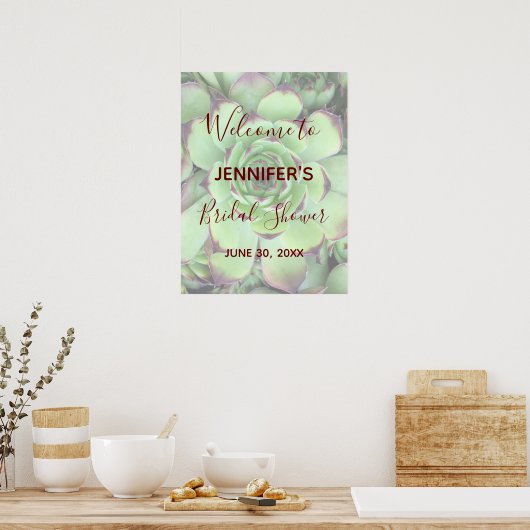 Burgundy en Green Succulent Photo Vrijgezellenfees Poster (Keuken)