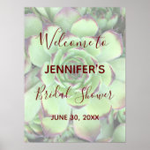 Burgundy en Green Succulent Photo Vrijgezellenfees Poster (Voorkant)