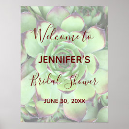 Burgundy en Green Succulent Photo Vrijgezellenfees Poster