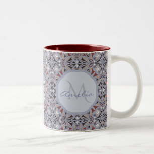 Burgundy en grijs elegante gepersonaliseerde patro tweekleurige koffiemok
