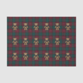 Burgundy en groen teddy tartan tissuepapier