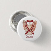 Burgundy en Ivory Awareness Ribbon Angel Pins Ronde Button 3,2 Cm (Voorkant /achterkant)