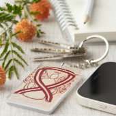 Burgundy en Ivory Awareness Ribbon Angel Sleutelha Sleutelhanger (Voorkant Rechts)