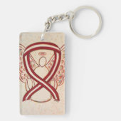 Burgundy en Ivory Awareness Ribbon Angel Sleutelha Sleutelhanger (achterkant)