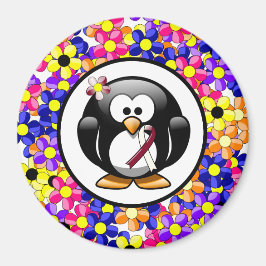 Burgundy en Ivory Ribbon Penguin Magneet