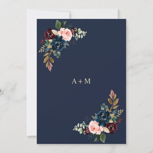 burgundy en marineblauw geometrisch sparen de datu kaart (Achterkant)