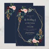 burgundy en marineblauw geometrisch sparen de datu kaart (Voorkant / Achterkant)