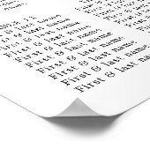 Burgundy en Navy Bloemige Trouw Stoelen Plattegron Poster (Hoek)