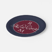 Burgundy en Navy Blue Wedding Papieren Bordje (Gekanteld)