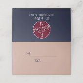 Burgundy en Navy Blue Wedding Plaatskaartje (Buitenkant ongevouwen)