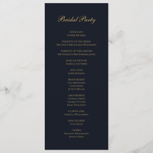 Burgundy en Navy Blue Wedding Programme Programmakaart (Achterkant)