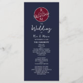 Burgundy en Navy Blue Wedding Programme Programmakaart (Voorkant)