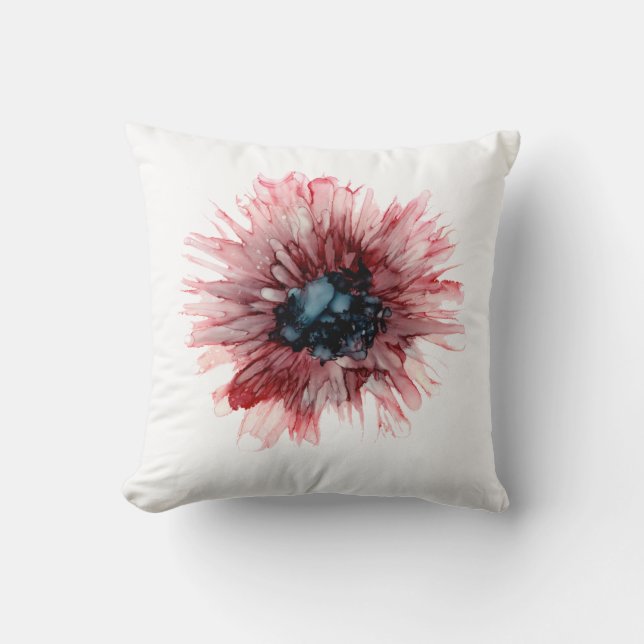 ! Burgundy en Navy Dahlia floral Kussen (Voorkant)