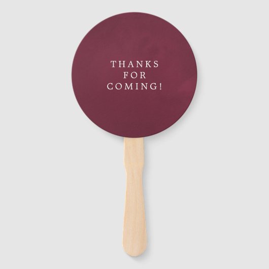 Burgundy en Navy Floral Wedding Favor Handwaaier (Achterkant)