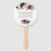 Burgundy en Navy Floral Wedding Favor Handwaaier (Voorkant)