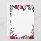 Burgundy en Navy Floral Wedding Invitation Kaart (Achterkant)