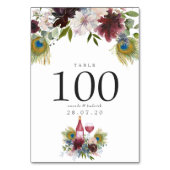 Burgundy en Navy Peacock Wine met gemarteld huweli Kaart (Achterkant)