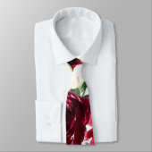 Burgundy en Navy Waterverf Bloem Bruiloft  Stropdas (Gebonden)