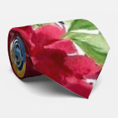 Burgundy en Navy Waterverf Bloemen Bruiloft  Stropdas (Opgerold)