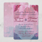 Burgundy en Navy Waterverf Wedding Invitation Kaart (Voorkant / Achterkant)