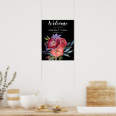 Burgundy en Paarse Floral Weddenschap - Zwart Poster (Keuken)