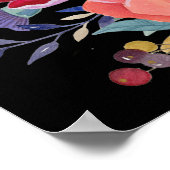 Burgundy en Paarse Floral Weddenschap - Zwart Poster (Hoek)