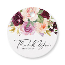 Burgundy en perzikbloemen Baby Shower Bedankt