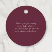 Burgundy en perzikbloemen babyshower bedankt bedankjes labels (Achterkant)