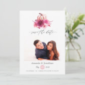 Burgundy en Pink Autumn Herfst Foto bruiloft Save The Date (Staand voorkant)