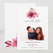 Burgundy en Pink Autumn Herfst Foto bruiloft Save The Date (Voorkant / Achterkant)