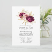Burgundy en Pink Floral Shower per Mail Kaart (Staand voorkant)