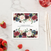 Burgundy en Pink Floral Waterverf Wedding Servet (Insitu)