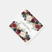 Burgundy en Pink Floral Waterverf Wedding Servet (Hoek)
