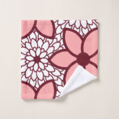 Burgundy en Pink Modern Floral Bad Handdoek (Wasdoekje)