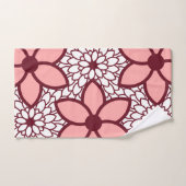 Burgundy en Pink Modern Floral Bad Handdoek (Handdoek)